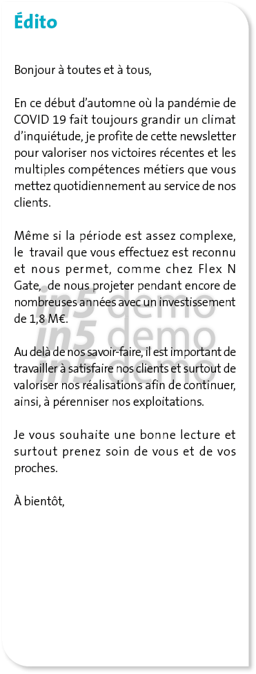 Édito Bonjour à toutes et à tous, En ce début d automne où la pandémie de COVID 19 fait toujours grandir un climat d    
